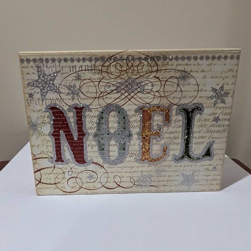 Festive NOEL Decorative Gift Box. 12.5 X 9.5 X 4. Approx. Magnetic Lid.